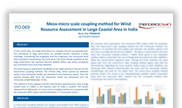 Poster : Méthode de couplage méso-micro-échelle pour l’estimation du potentiel éolien dans une vaste zone côtière d’Inde