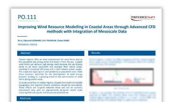 Poster : Amélioration de la modélisation de la ressource en vent en zones côtières grâce à des méthodes avancées de CFD et à l’intégration de données méso-échelle